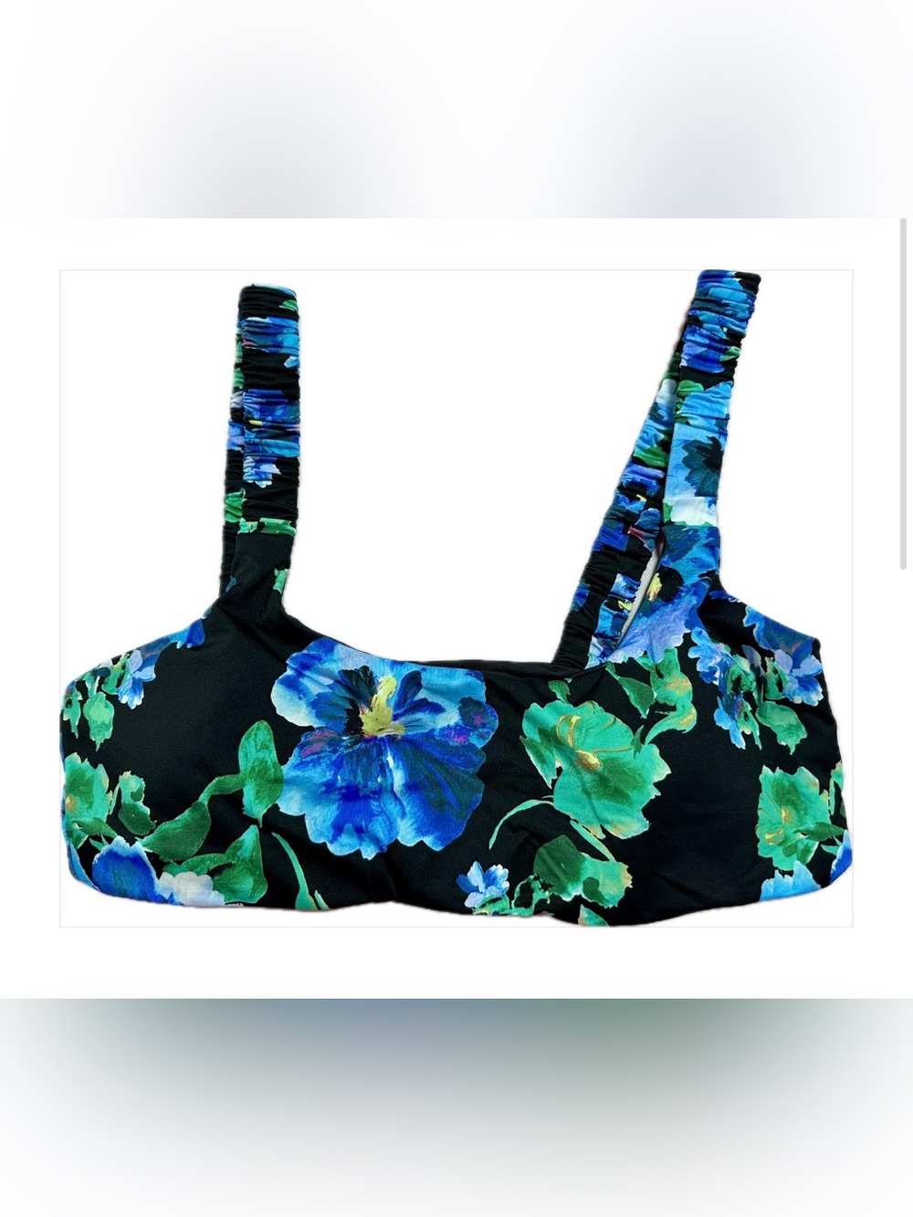 NWOT Beach Riot Bikini Top with Blue & Green Floral Print